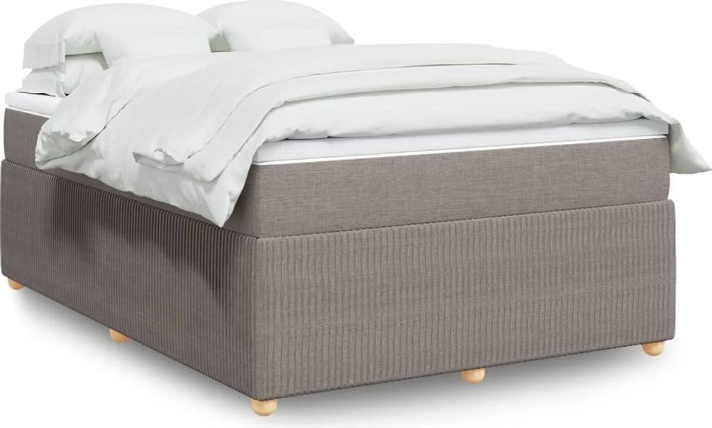 Boxspringbett mit Matratze Taupe 140x200 cm Stoff, Klassische Betten 2024 Neu DesignMöbel