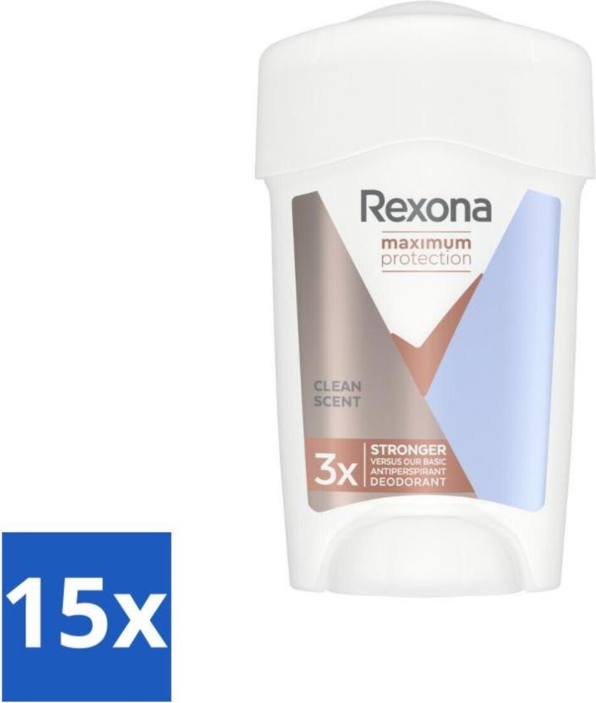 Rexona - Deodorant Stick - Women Maximum Protection Clean Scent - Antitranspirant - 45 ml - Vorteilspack - 15 Stücke