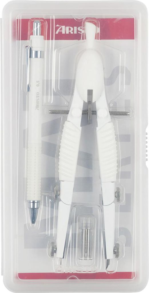 Aristo TopLine Zirkel mit Feinminenstift Mat Series Set, weiß
