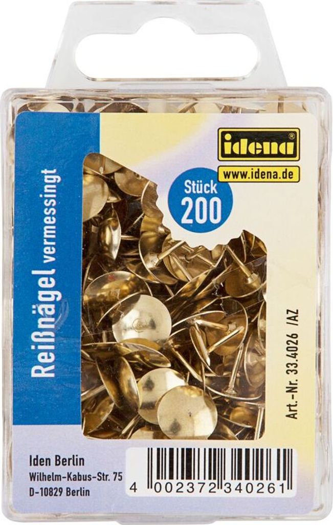 200 Reißnägel / Reißzwecken / Heftzwecken / vermessingt Produktbild 
