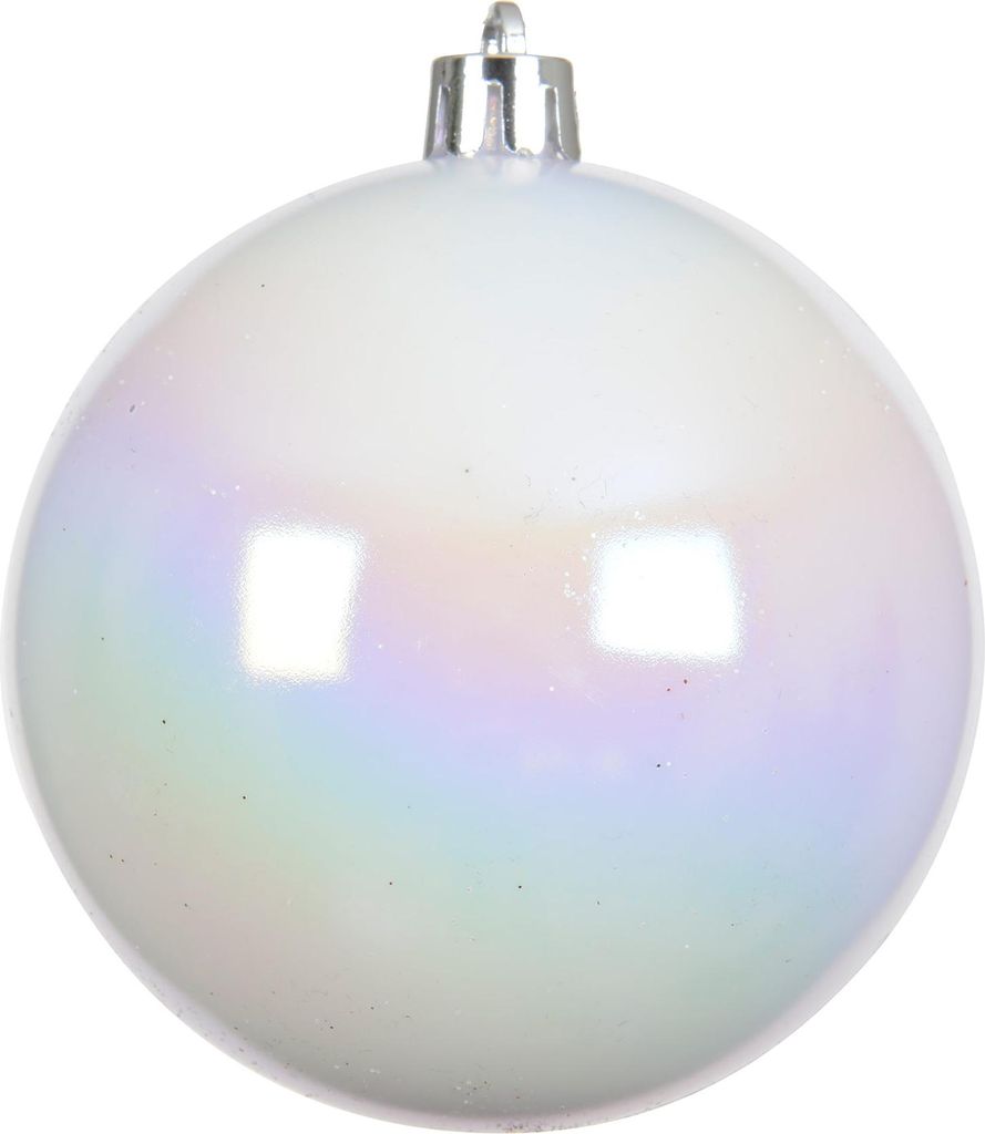 Christbaumkugeln Kunststoff 4cm 16 Stück - Weiß Irisierend