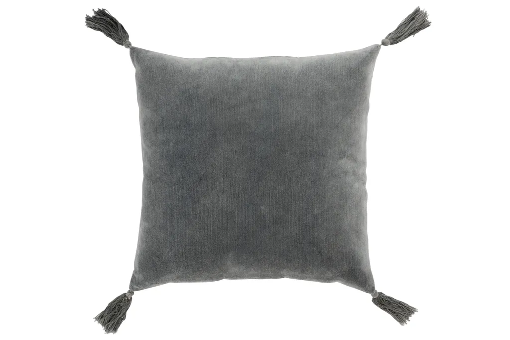 Coussin J-Line Quast en coton gris avec pompons pour canapé 45x45 cm