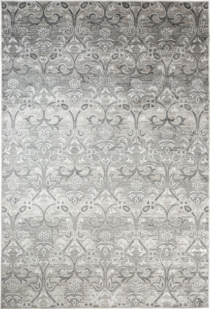Teppich Wohnzimmer Schlafzimmer Kurzflor Klassisch Design Grau Schwarz Silber Vintage 160 x 230 cm