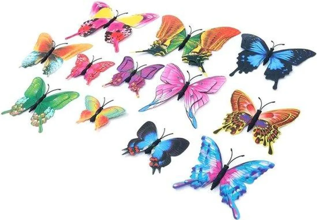 Allecto Lot de 24 Stickers Muraux Papillons 3D pour Déco Salon et Fête