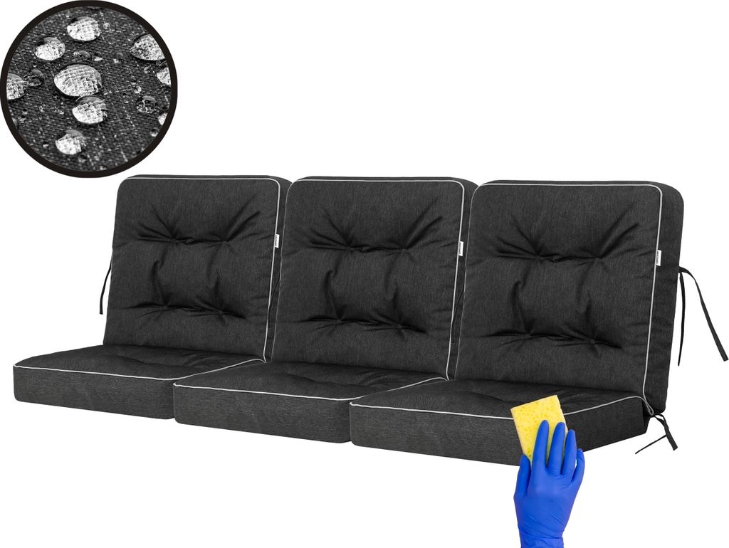 HOBBYGARDEN Schaukelkissen Venus Bankkissen Garden Kissen Schaukelauflagen Bankauflagen Auflagen Kissen Hollywoodschaukel Schaukel Bank Schwarz 150 cm