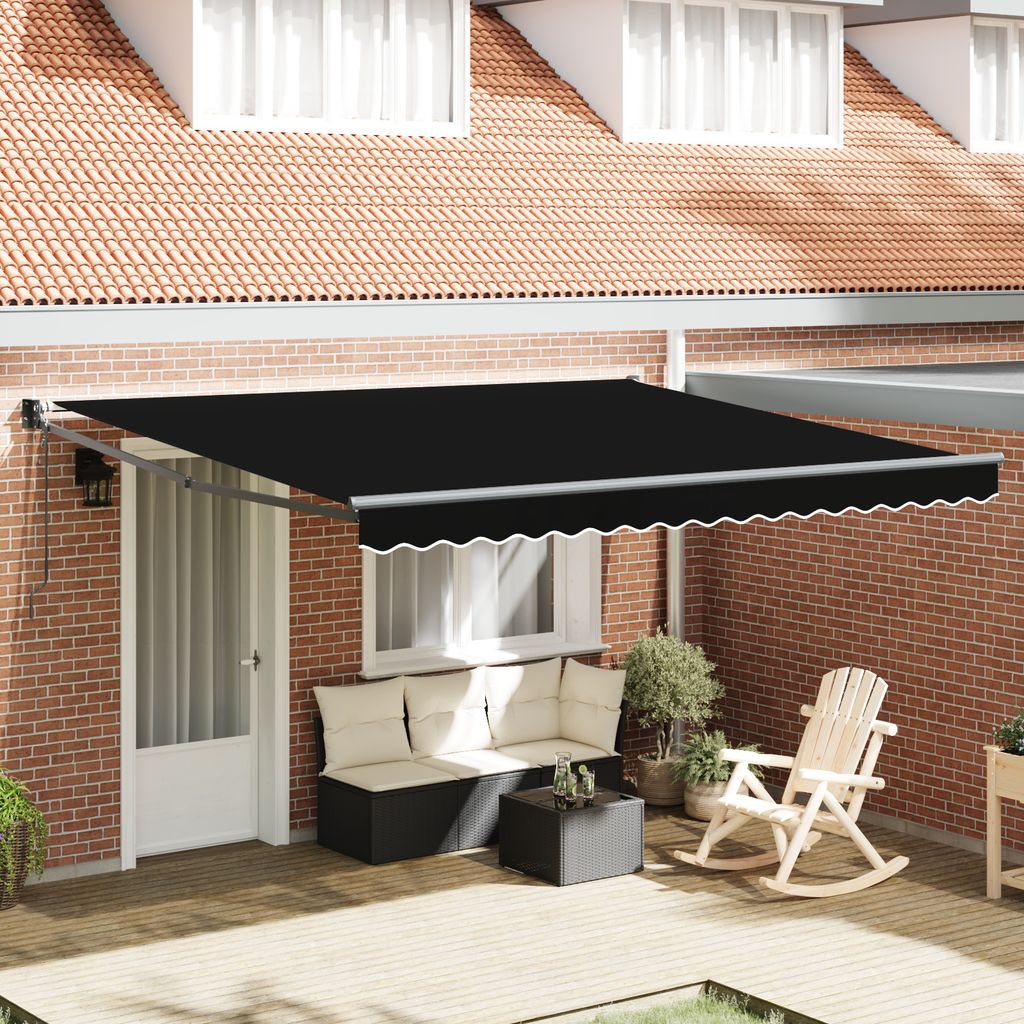 automatische einziehbare Markise Schwarz 400x300 cm, Markisen DesignMöbel Neu