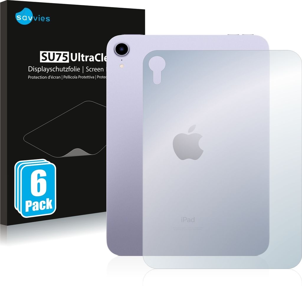 6x Für Apple iPad Mini 6 2021 (Rückseite, 6 Gen.) Schutzfolie Savvies Displayschutz Display Schutz Folie Klar Transparent