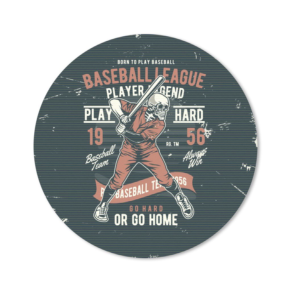 MuchoWow Mauspad Mousepad Jahrgang - Skelett - Baseball 40x40 cm - Mousepads - Maus Mat - Pad - Mausunterlage - Schreibtisch Accessoires