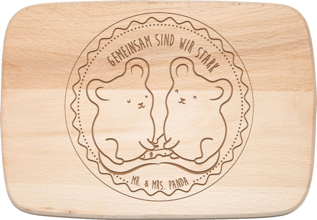 Mr. & Mrs. Panda Frühstücksbrettchen Chinchilla Geschwister - Transparent - Geschenk, Weihnachten, Holzbrettchen, Schneidebrett, Holzbrett, vespe...