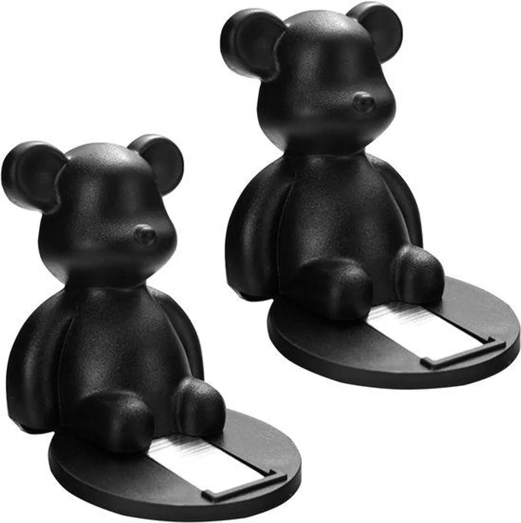 Butoir magnétique ourson pour chambre enfant : stop porte noir adhésif