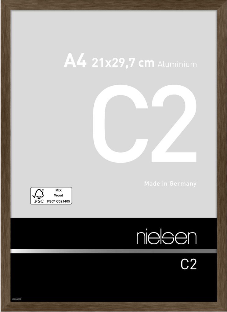 nielsen Aluminium Bilderrahmen C2, 21x29,7 cm (A4), Struktur Walnuss Matt