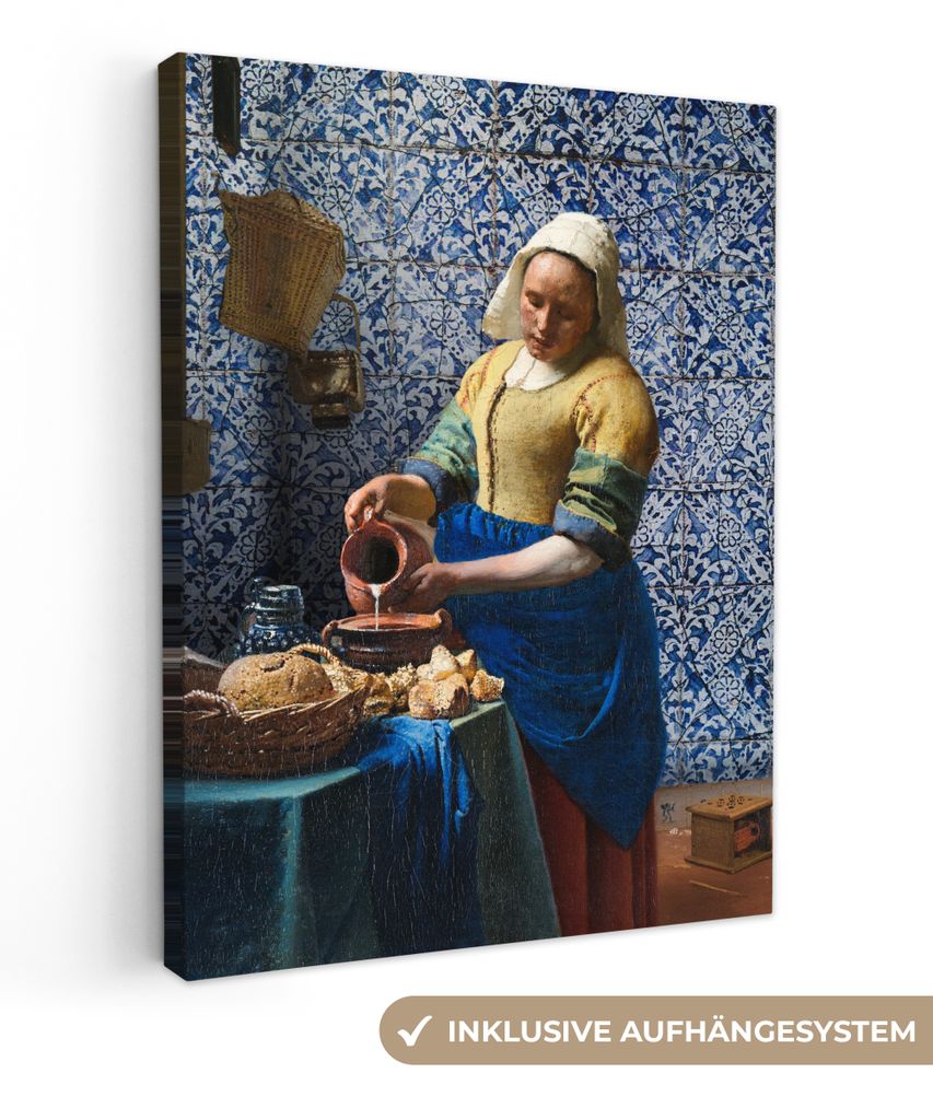 MuchoWow® - Leinwandbilder - Milchmädchen - Delfter Blau - Produktbild 