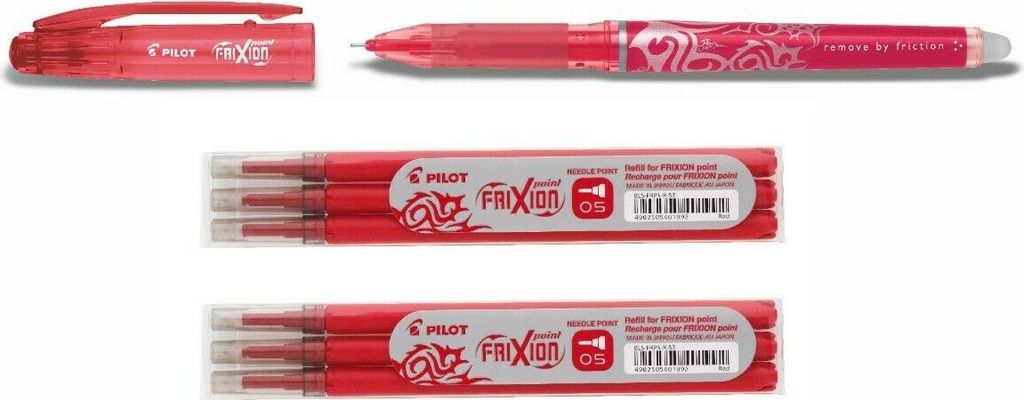 Pilot Frixion Point 0.5 Tintenroller rot + 6 Ersatzminen