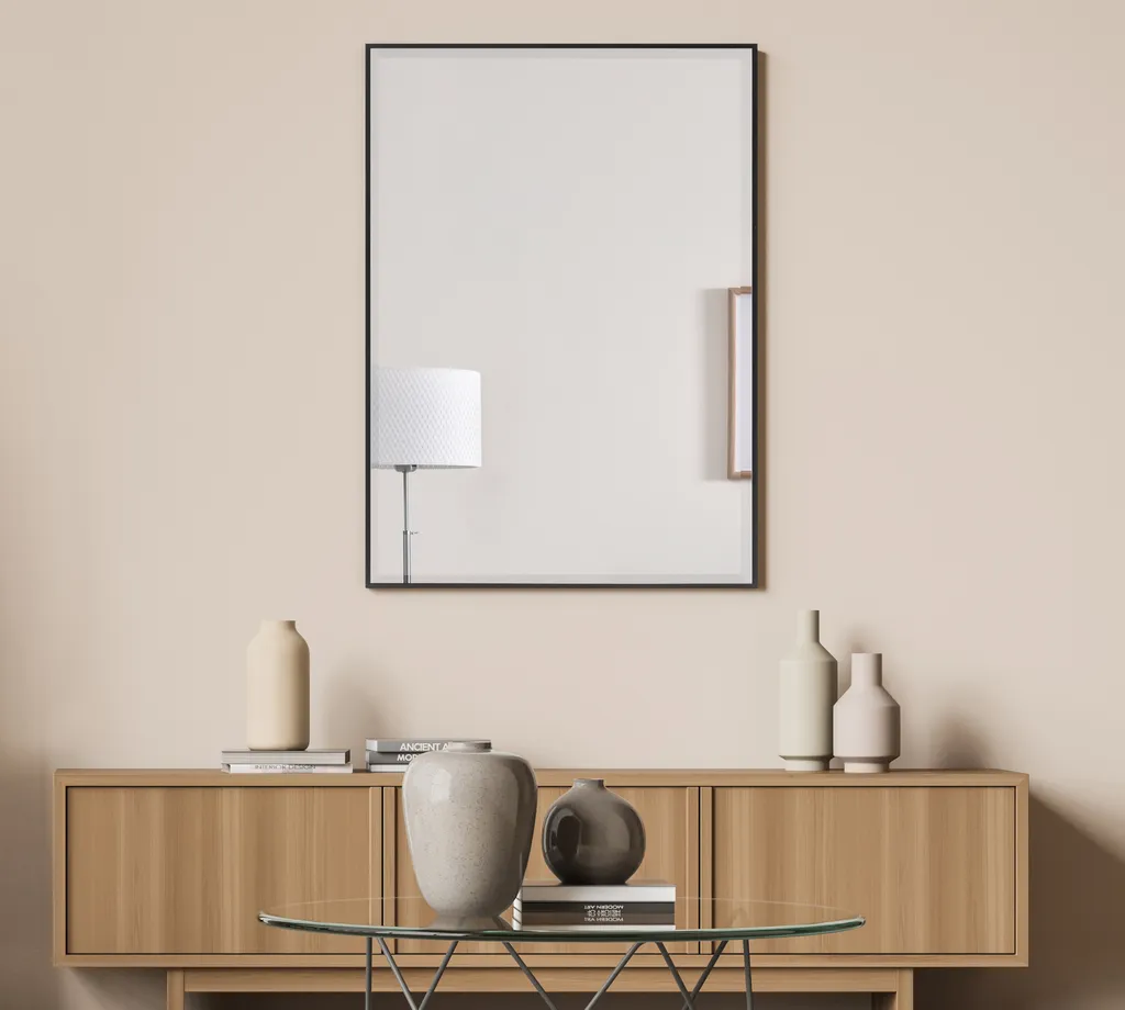Miroir rectangulaire Novoli cadre noir 50x70 cm décoration murale chic