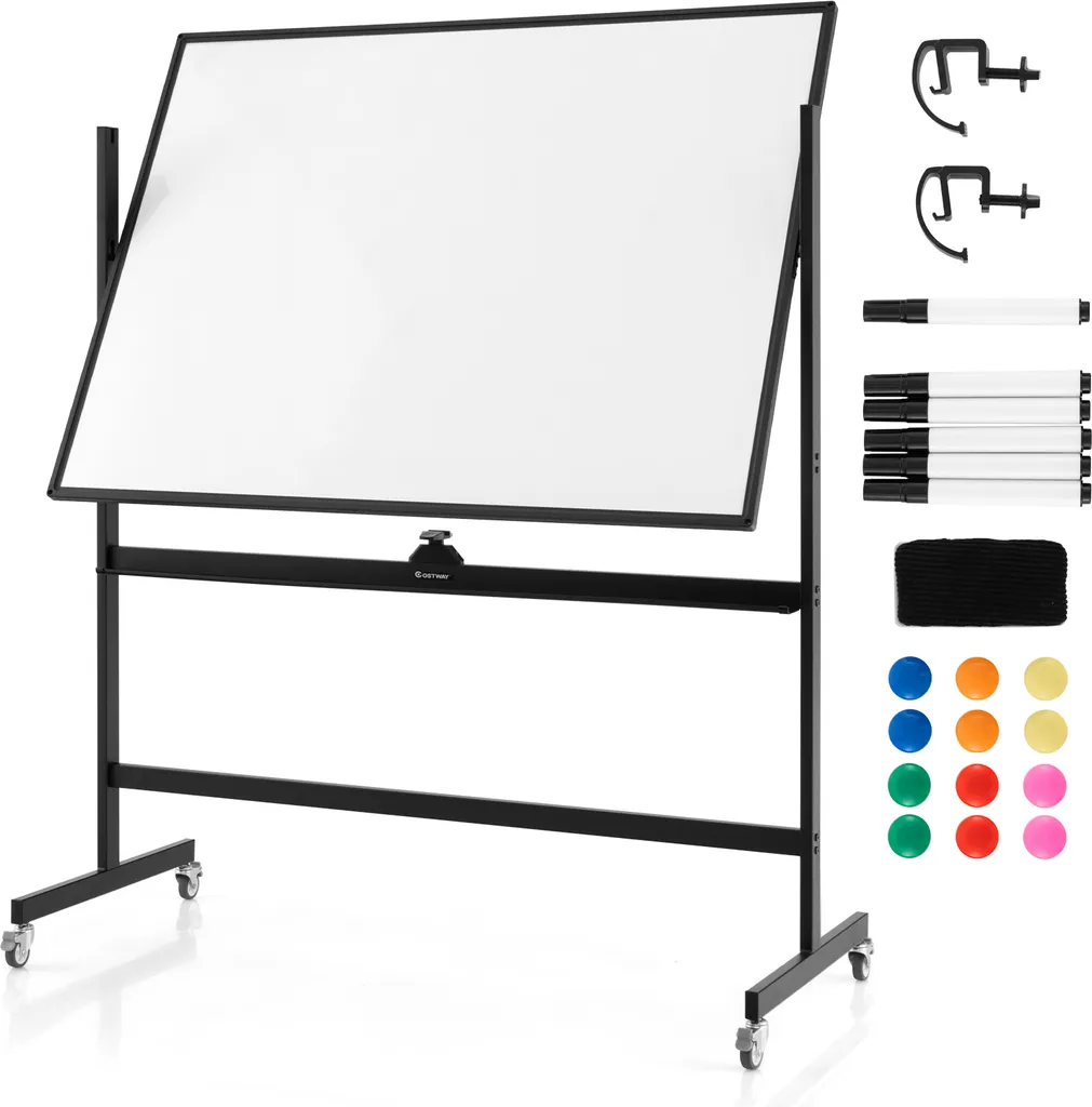 Tableau magnétique pivotant à 360° avec surface effaçable 90x120 cm