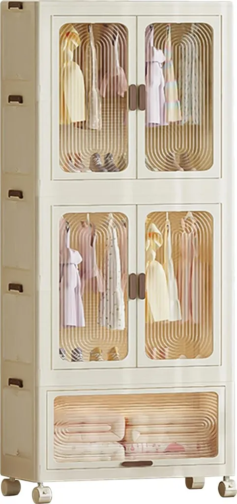 Fini le désordre avec cette armoire de boîtes empilables beiges robustes