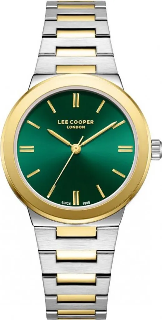 Montre-bracelet analogique pour femme Lee Cooper verte et finitions or