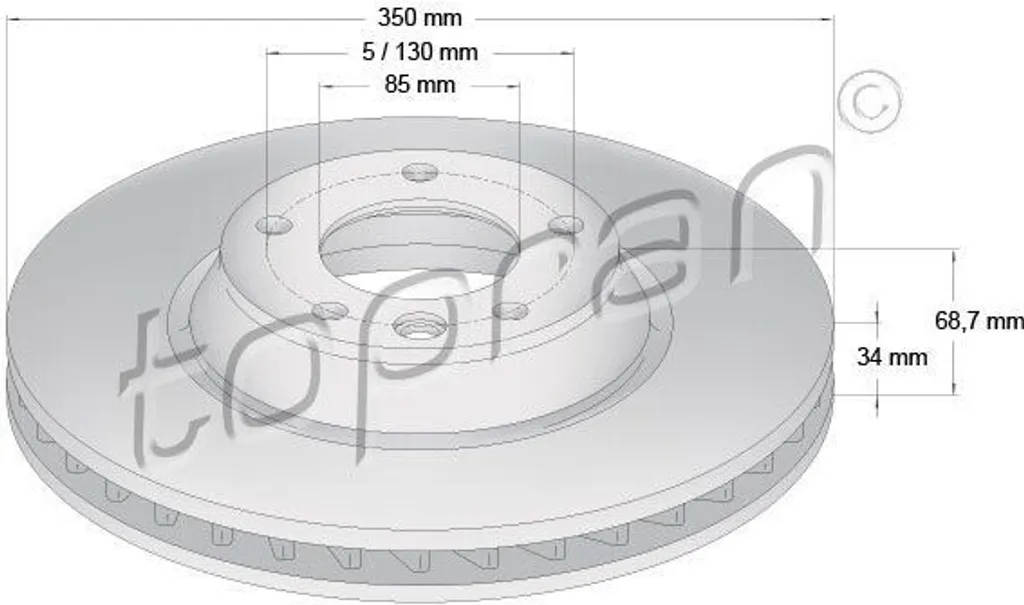Disque de frein ventilé avant droit pour Touareg 7L et Audi Q7 4L