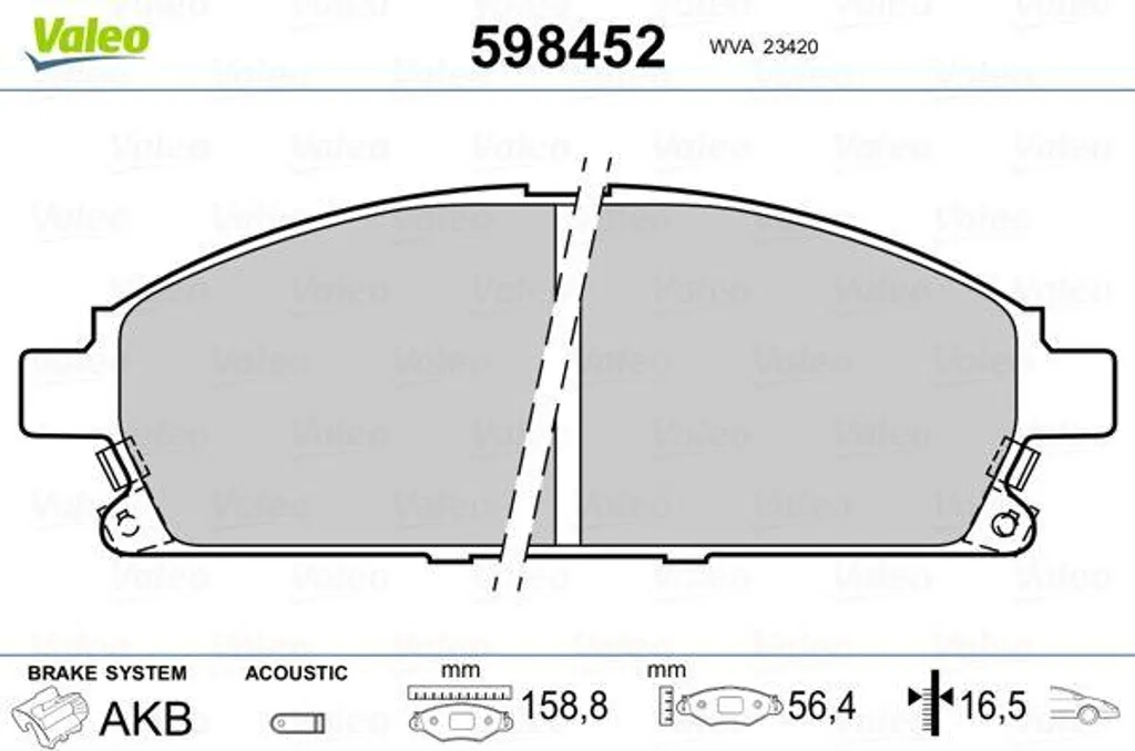 Plaquettes de frein Valeo 598452 stop bruits et sifflements disque