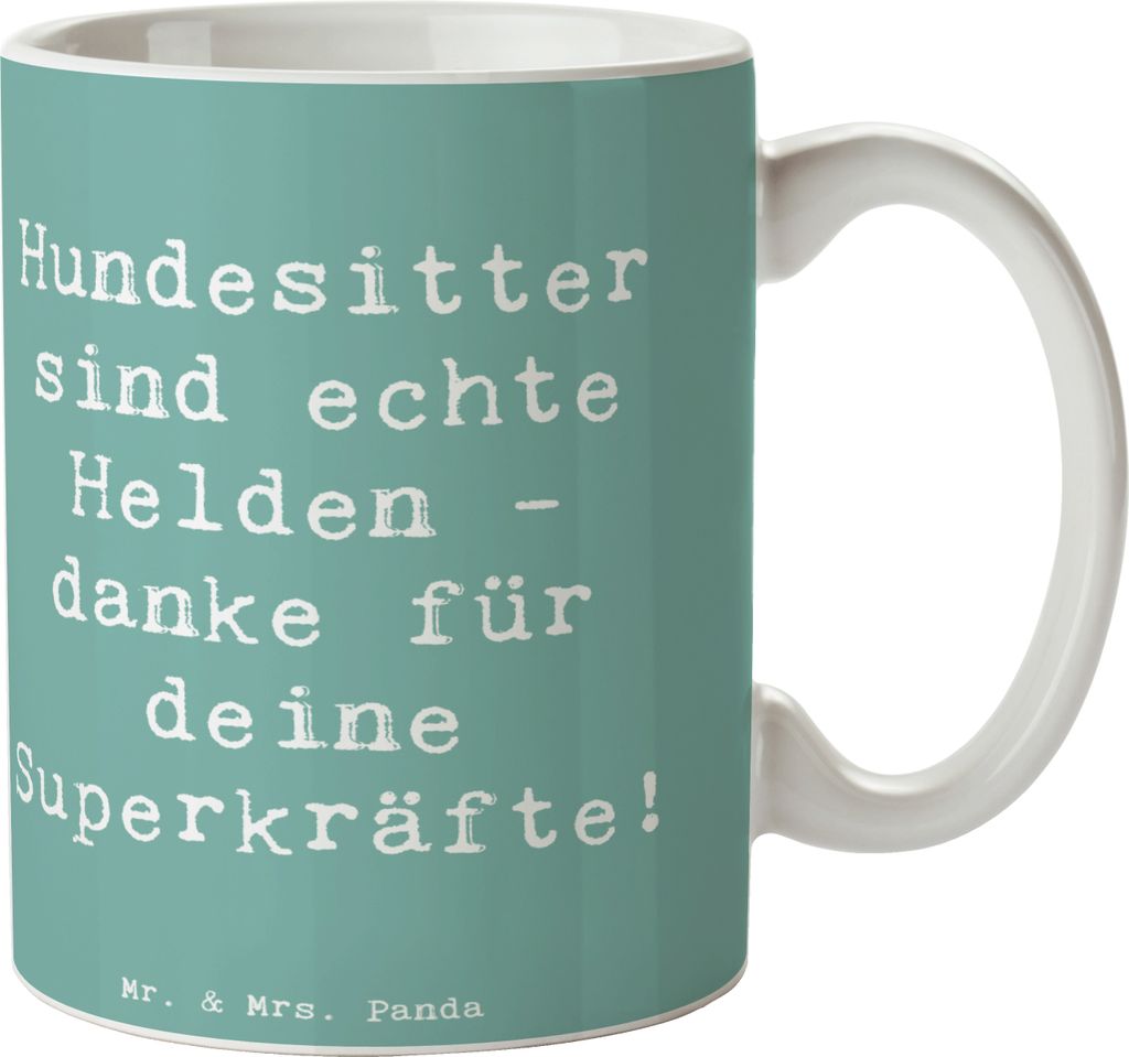 Mr. & Mrs. Panda Trinkbecher Spruch Hundesitter Helden - Meeresbrise - Geschenk, Handgefertigt, Kaffeebecher, Bedanken, Geschenke, Superkräfte, ha...