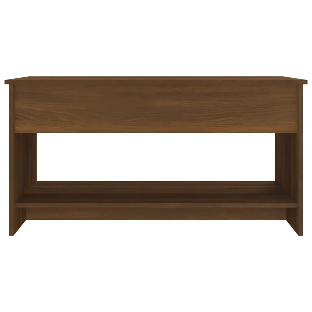 Table basse rectangulaire 102 cm aspect chêne marron bois aggloméré - 7