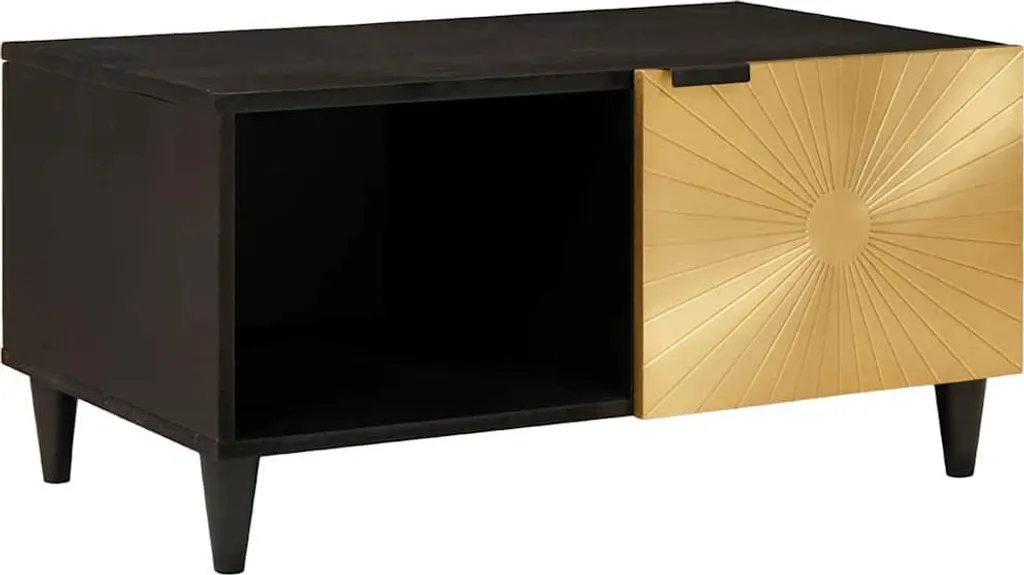 Tavolino caffè Industriale SYFAX 80cm - Legno Massello e Metallo