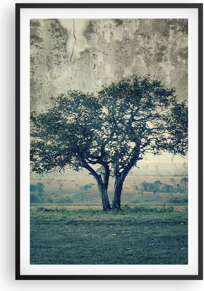 Gerahmtes Poster - Schwarzer Rahmen - Baum Natur Feld - 61x91,5 cm - Wand Bild - Wanddeko - Wandbilder - Kunstposter - Wandposter - Bilderrahmen - ...
