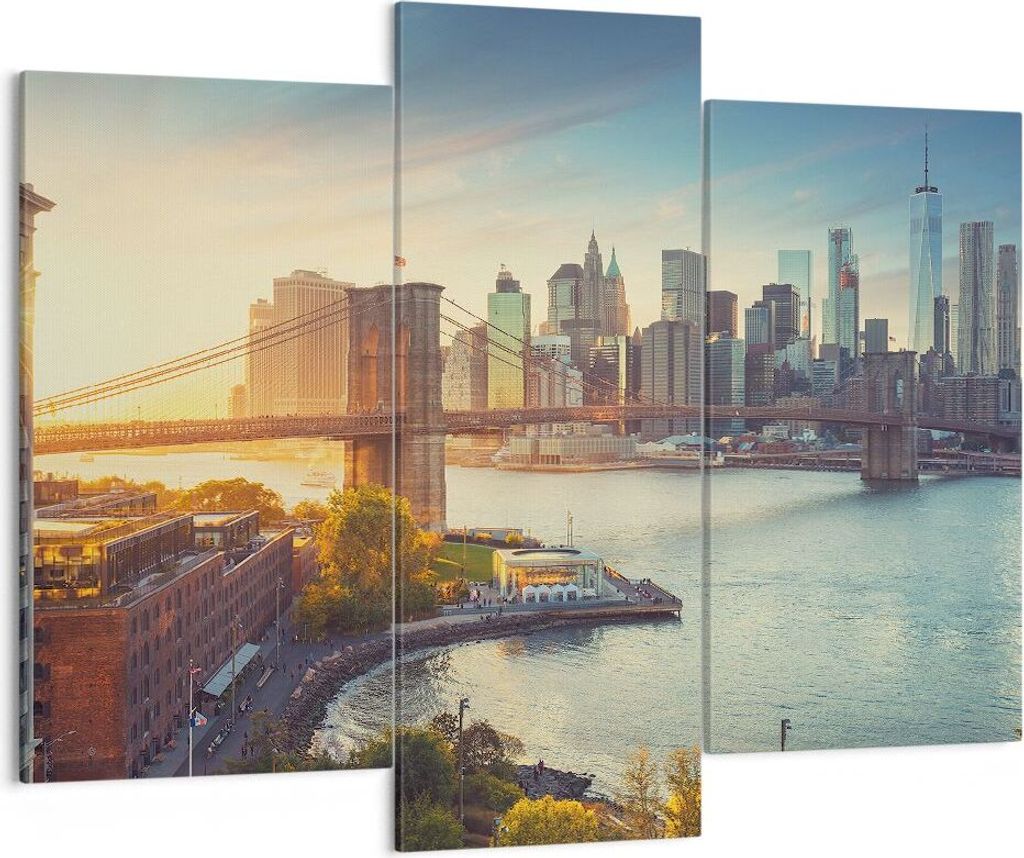 Bild auf Leinwand - Leinwandbild - New York Brücke - 130x100cm - Wand Bild - Wanddeko - Wandbilder - Leinwanddruck - Bilder - Kunstdruck - Wanddek...