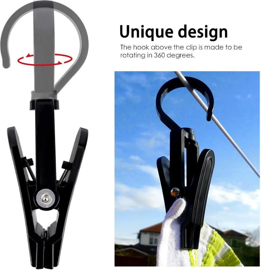 Lot de 20 Clips pour Serviette Noir - Attaches Métalliques Ménage