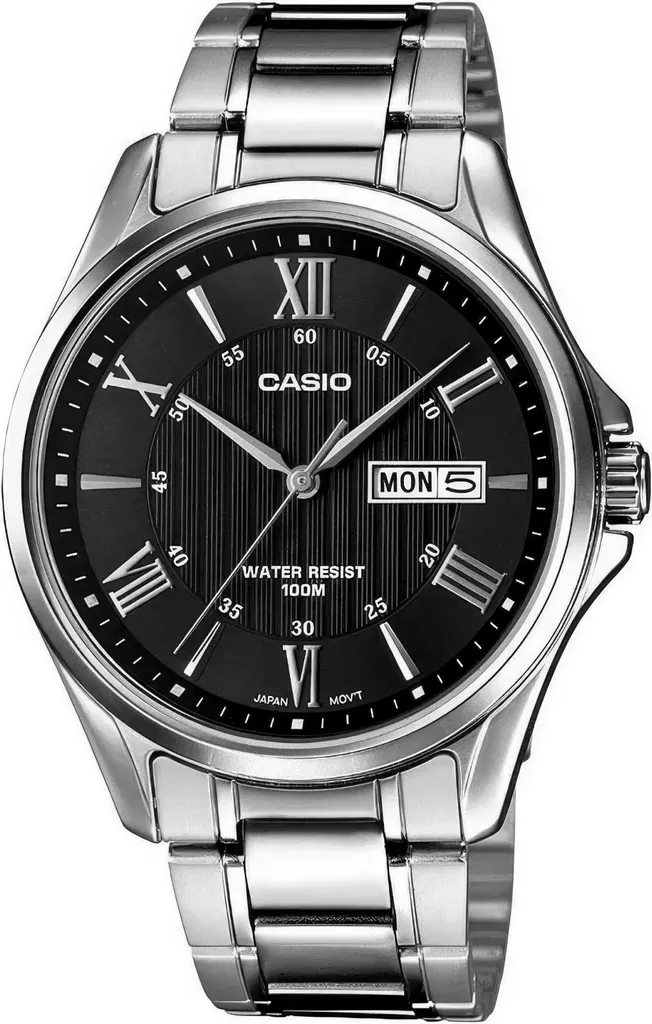 Casio MTP-1384D-1AVDF Elegante Orologio Uomo - Nero e Acciaio Inox