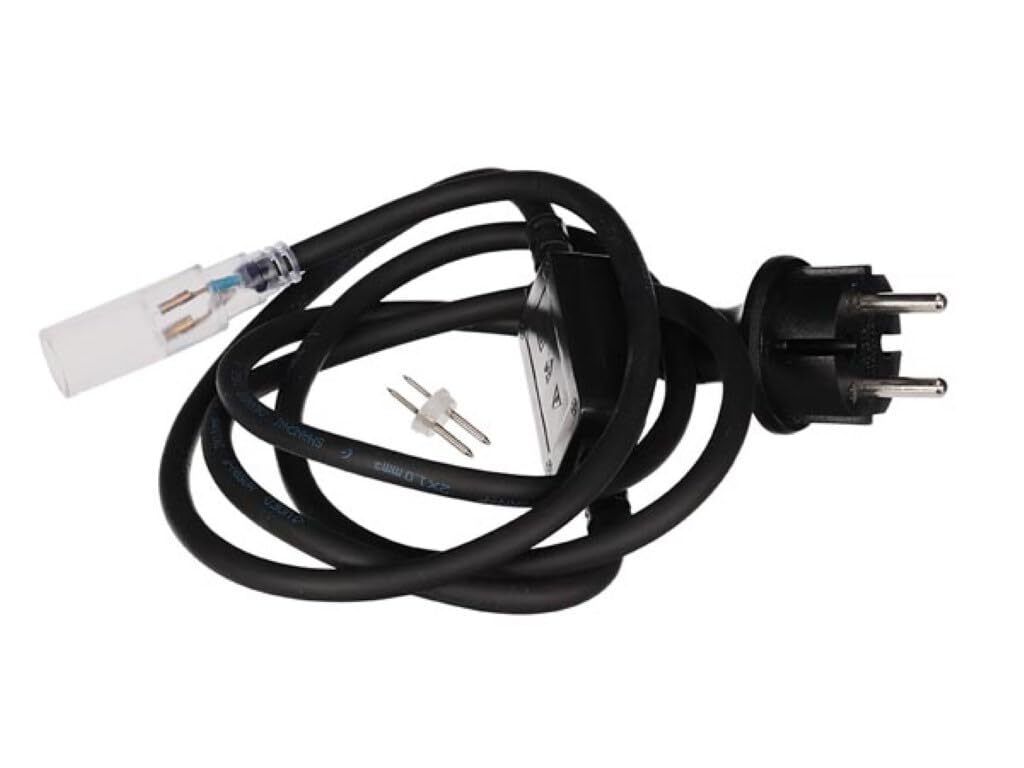 HQ-Power Wasserdichtes Netzkabel für LED Lichtschlauch 1,5 m, IP44, 230V 12A 3000W, Eurostecker Typ