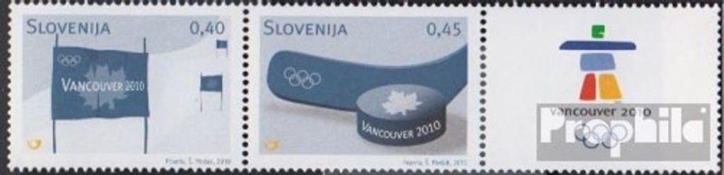 Briefmarken Slowenien 2010 Mi 833-834 Dreierstreifen (kompl.Ausg.) postfrisch Olympische Winterspiele