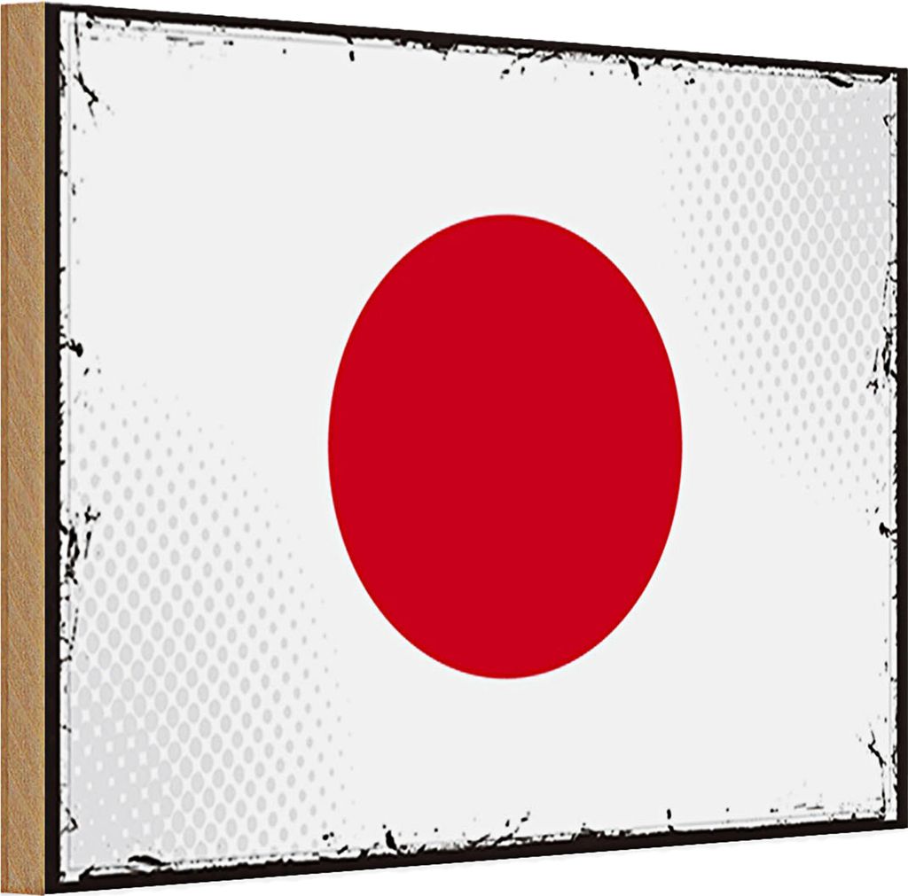 Holzschild Flagge Japan 30x20cm Retro Flag of Japan