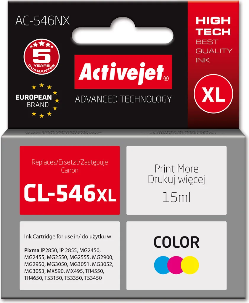 Encre Suprême Activejet AC-546NX haute capacité 15 ml pour Canon