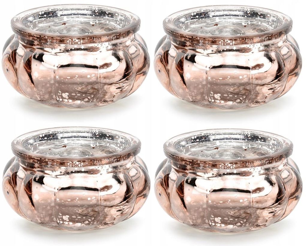 Set di 4 bicchieri per tealight 6x3cm oro rosa Immagine del prodotto 