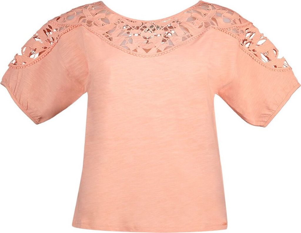 Salsa Jeans Lace-trimmed Kurzarm-t-shirt Rosa L Frau Rosa L