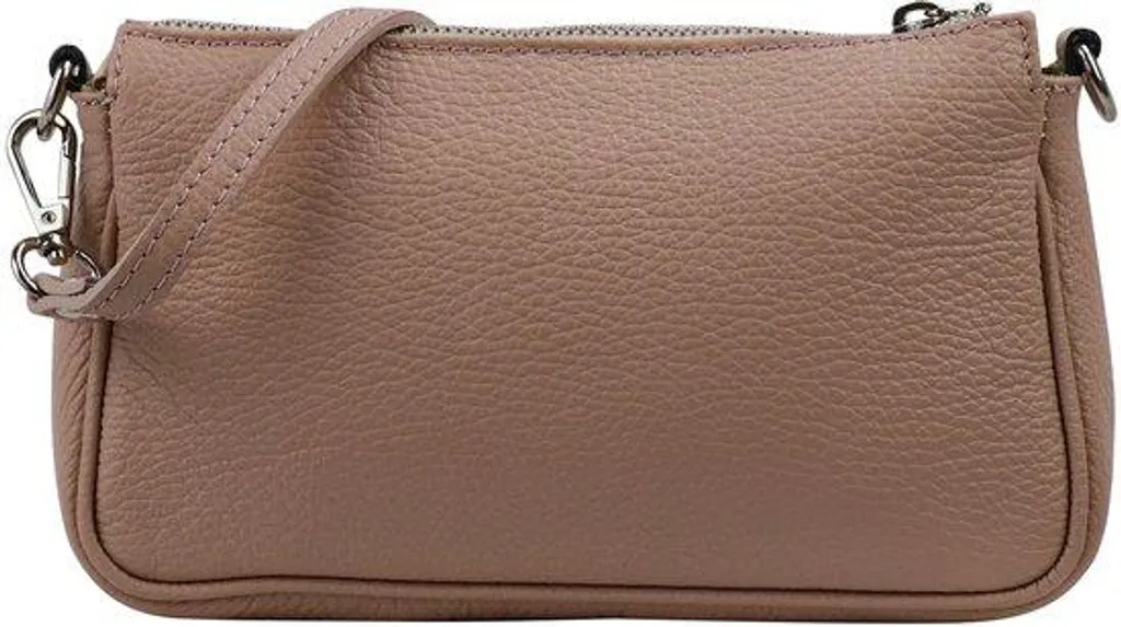 Pochette bandoulière en cuir véritable nude pour femme - Sacoche Jennie