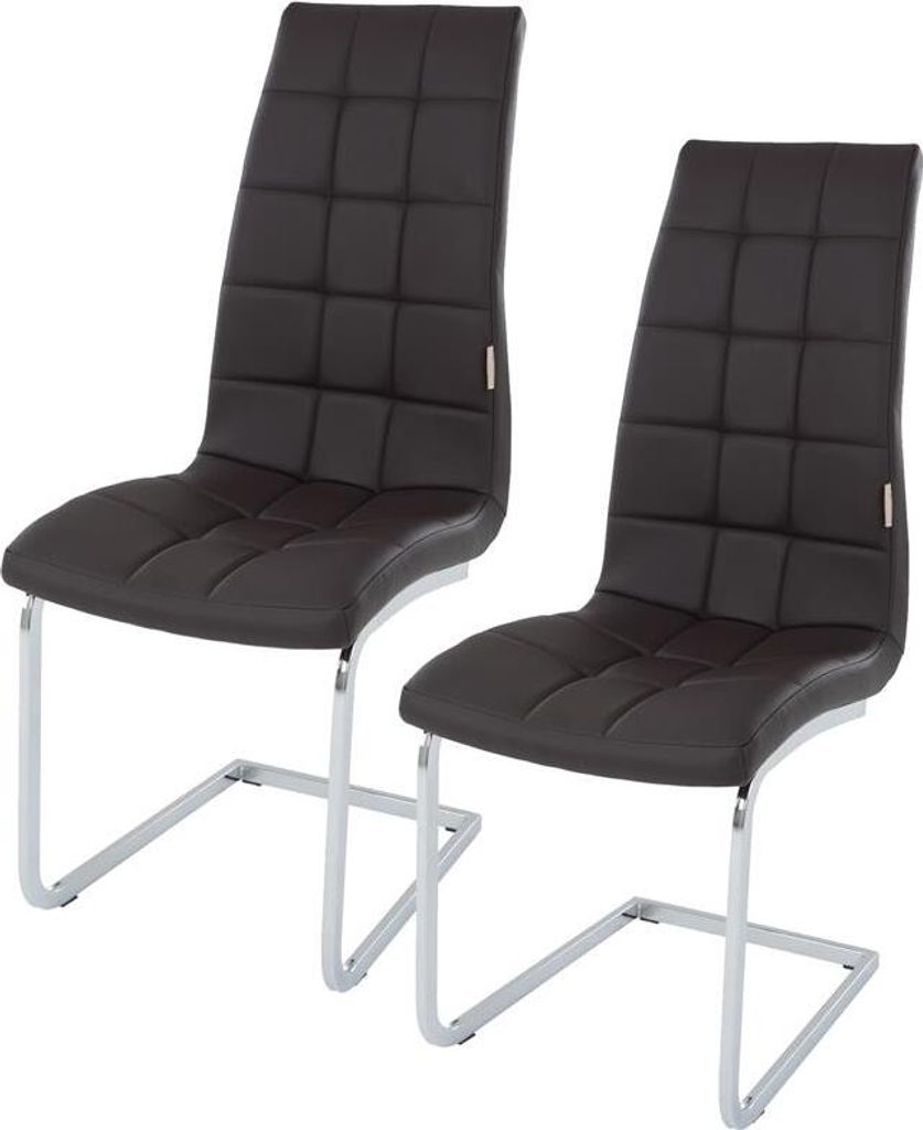 Freischwinger Esszimmerstuhl Küchenstuhl 2er Set Stuhl Schwingstuhl Stühle Braun