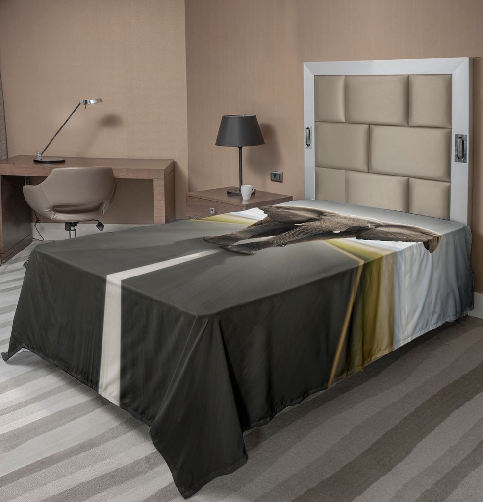 ABAKUHAUS Elefant Bettlaken, Wildes Elefantentier mit enormen Ohren Trampeln Stassen Konzeptkunst Druck, weiches bequemes oberes Bettlaken für ein...