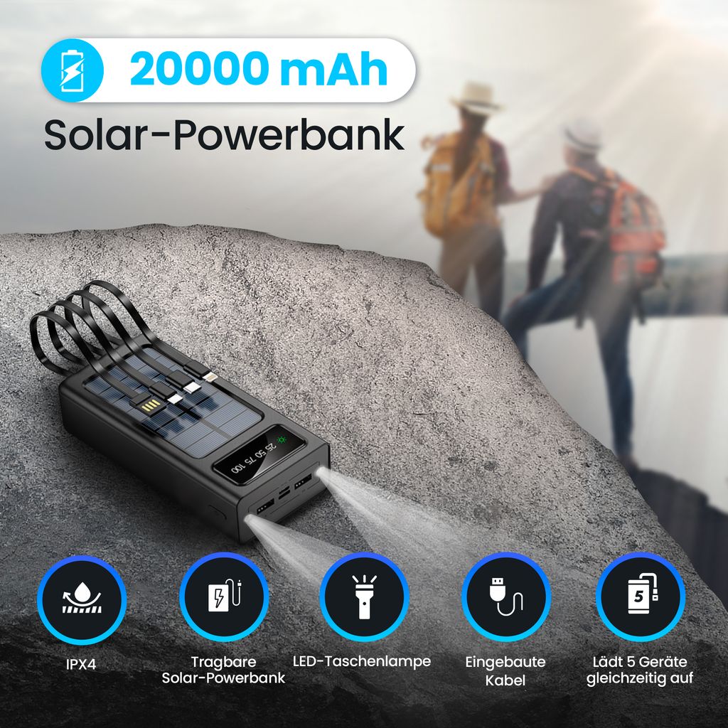 Extralink EPB-092 20000mAh Černá | Power banka | Solární Obrázek produktu 10