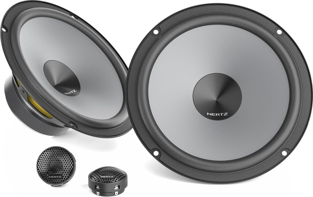 A set of car audio speakers and tweeters.