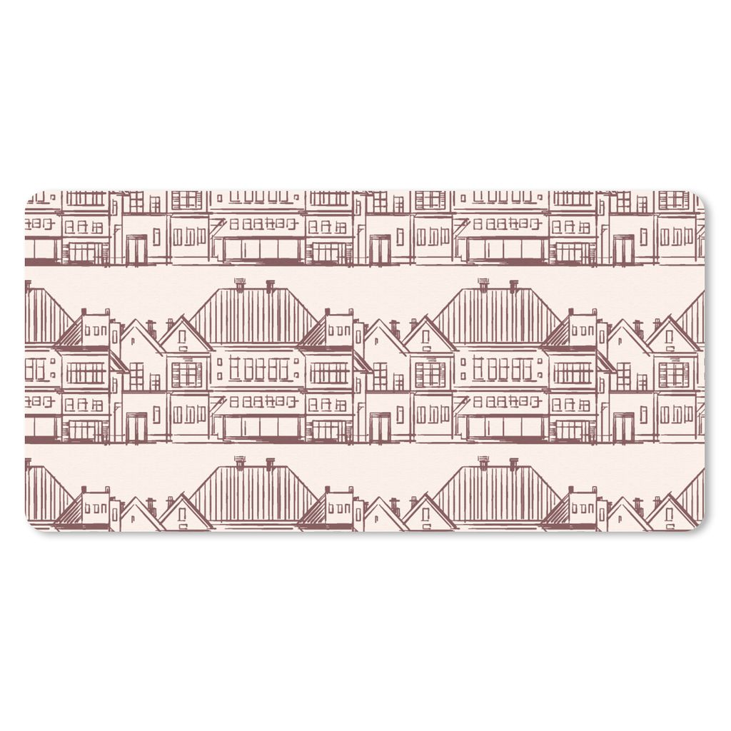 MuchoWow Mauspad Mousepad Häuser - Muster - Abstrakt 60x30 cm - Mousepads - Maus Mat - Pad - Mausunterlage - Nachhaltig