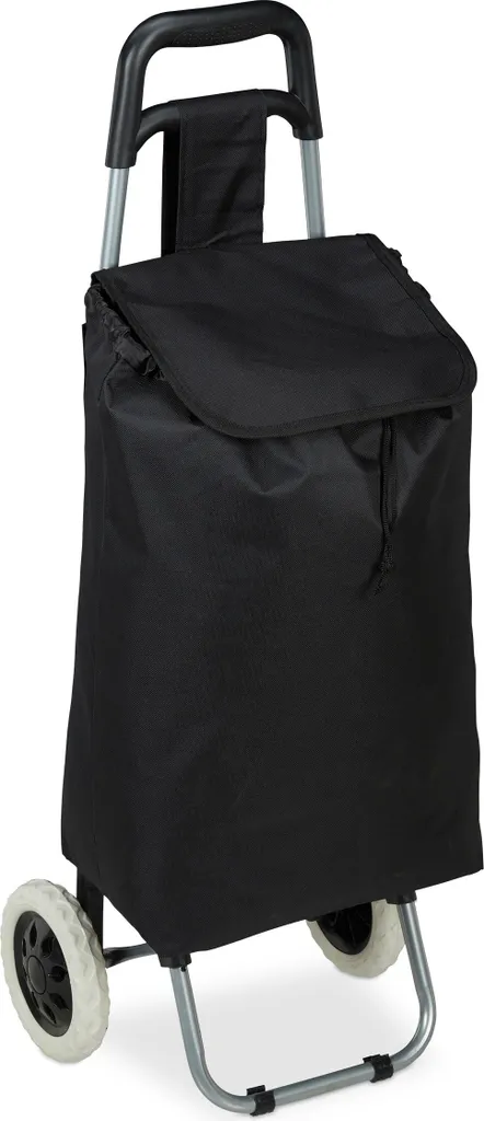 Relaxdays 10027828_46 Carrello Portaspesa Pieghevole Nero 28L