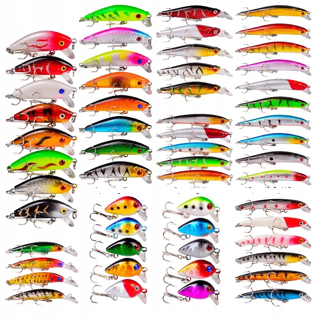 Kit wobblers Zander 56pcs de 3-10cm, leurres légers 2-8,5g polyvalents