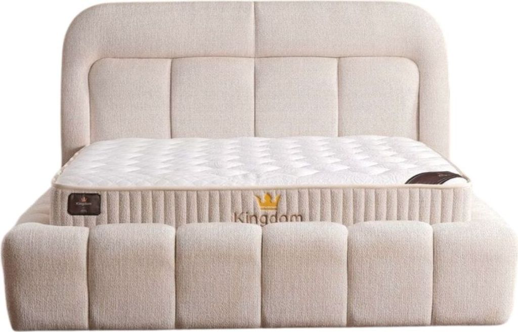 Villa Möbel Bett Set Kingdom 140x200 Creme, Bett (ohne Matratze), Bett mit Stauraum