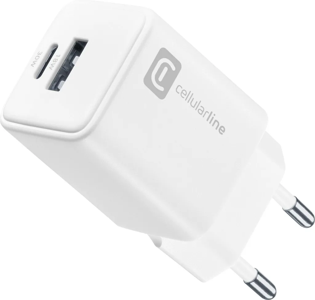 Caricatore 30W Cellularline Multipower Dual Port USB-C | Super Veloce