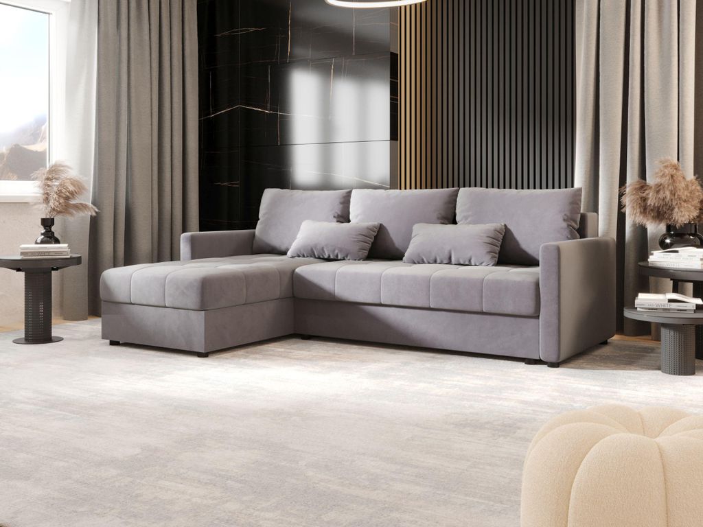 BEDANTE Ecksofa MOS L BIS Itaka 50 Grau Links mit Schlaffunktion L-Form Sofa mit Stauraum Bettkasten Wohnzimmersofa Couch Sofa Bettsofa Bettkasten ...