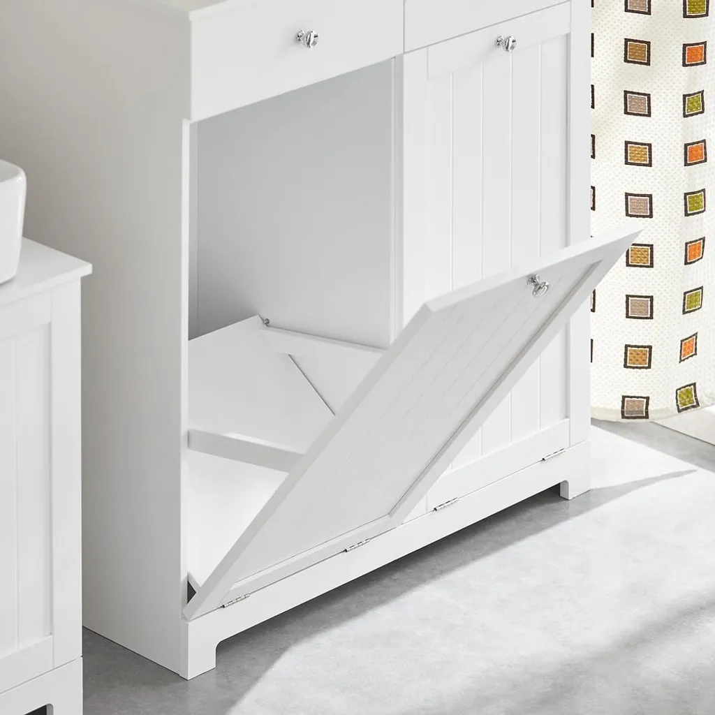 SoBuy BZR33-W Mobile Bagno Bianco - Stile Scandi con Cesti Bucato - 9