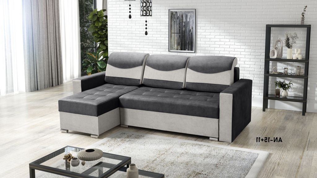 Ecksofa ARTUR mit Schlaffunktion und Bettkasten, L-Form - Produktbild 