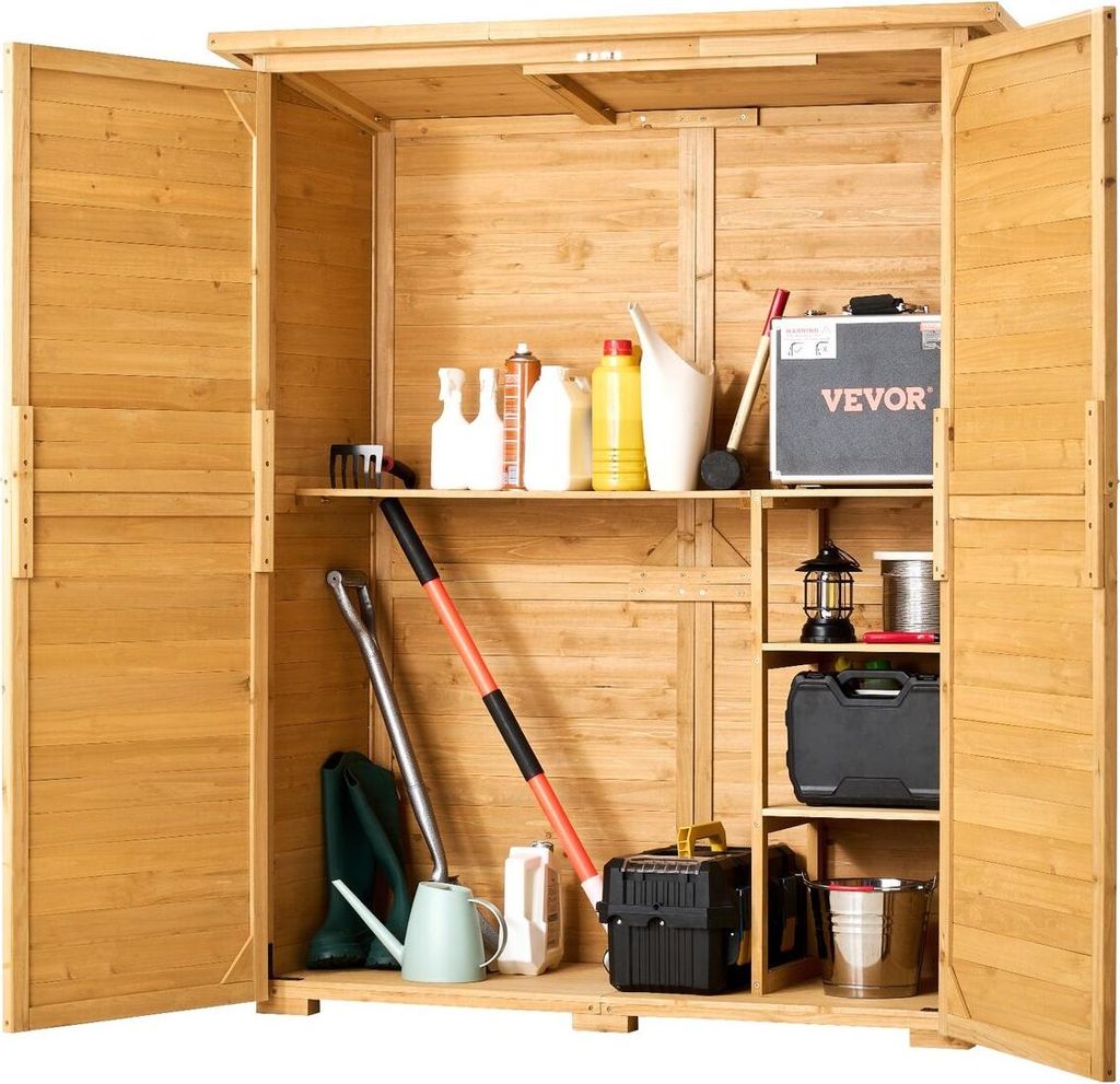 Outdoor Wooden Storage Shed Waterproof Garden Tool Shed 55x67.5 inch